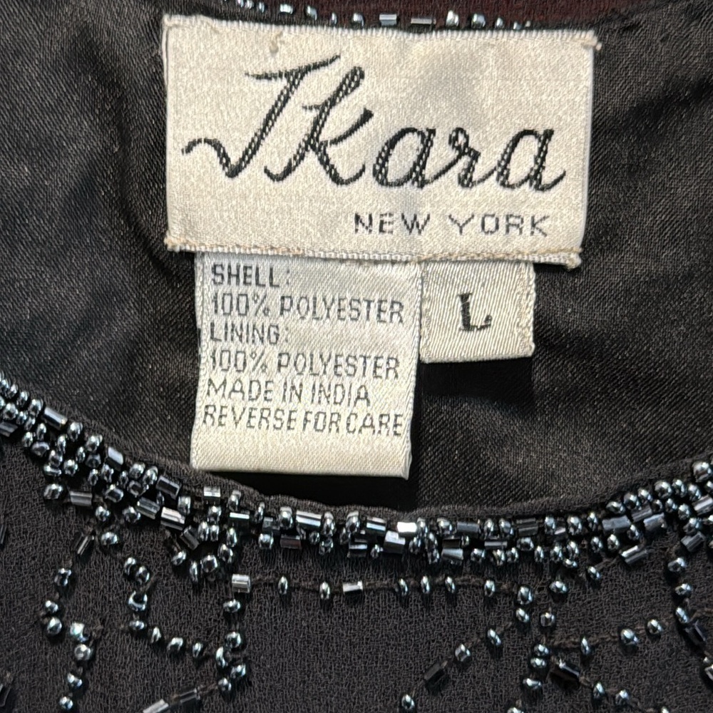 J Kara Vintage Elegant Black Beaded Chiffon jacket & Cami 2 Piece Top Size L - Picture 11 of 11